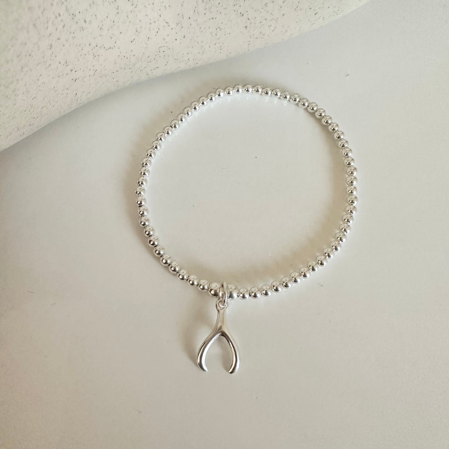 Silver Wishbone Beaded Bracelet